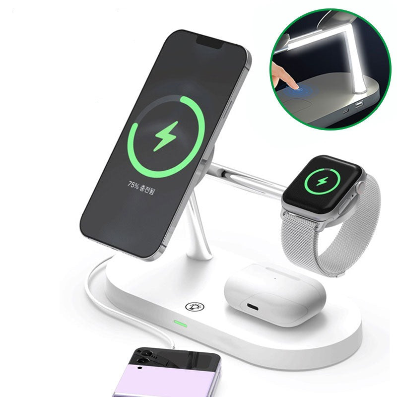 3 i 1 Magnetisk Trådlös Laddningsstation för iPhone 14 13 12 Pro Max, Apple Watch 8 7, AirPods